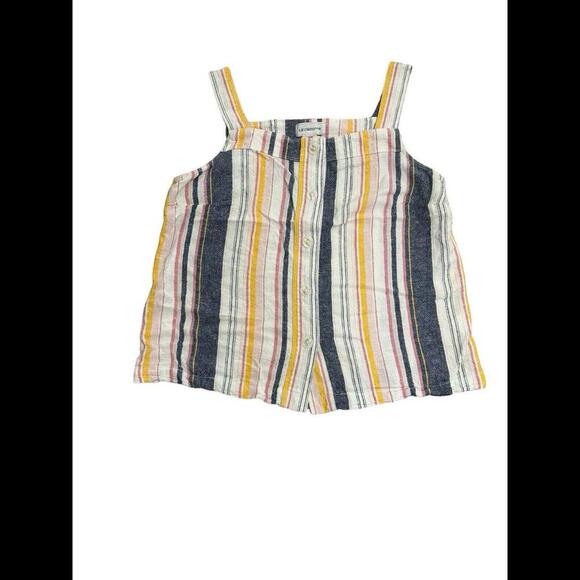 Liz Claiborne Striped Button Up Sleeveless Linen Blend Tank Top Womens Size S - Picture 1 of 5